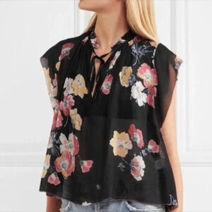 Ulla Johnson Saadi Silk Georgette Blouse in Black - Size 4